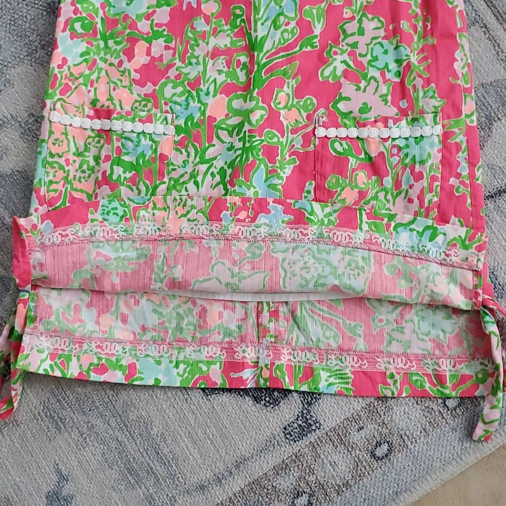 Lilly Pulitzer Girls Pink Green Floral Shift Dress Sz10